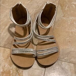 White and Silver Girls Self Esteem Gladiator Sandals